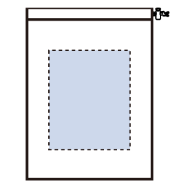 EVA巾着（L）エコバッグの印刷可能範囲図　■シルク印刷 印刷範囲：W18×H22（cm） ■インクジェット印刷 印刷範囲：W18×H22（cm） 