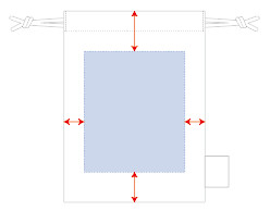 フルカラーインクジェット印刷する場合のオリジナル名入れ可能範囲図