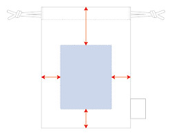 シルクスクリーン印刷・熱転写印刷する場合のオリジナル名入れ可能範囲図
