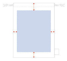 フルカラーインクジェット印刷のオリジナル名入れプリント可能範囲図