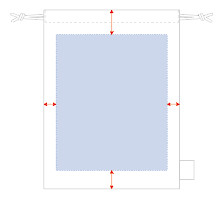 フルカラーインクジェット印刷のオリジナル名入れプリント可能範囲図