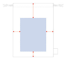 シルク印刷・熱転写印刷のオリジナル名入れプリント可能範囲図