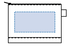 フェアトレードコットンキャンバスフラットポーチ（M）の名入れ印刷可能範囲図