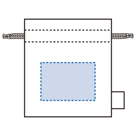フェアトレードコットンフリル巾着バッグ（S）4色 シルク印刷可能範囲