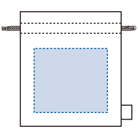 フェアトレードコットンフリル巾着バッグ（M）ナチュラル　シルク印刷可能範囲