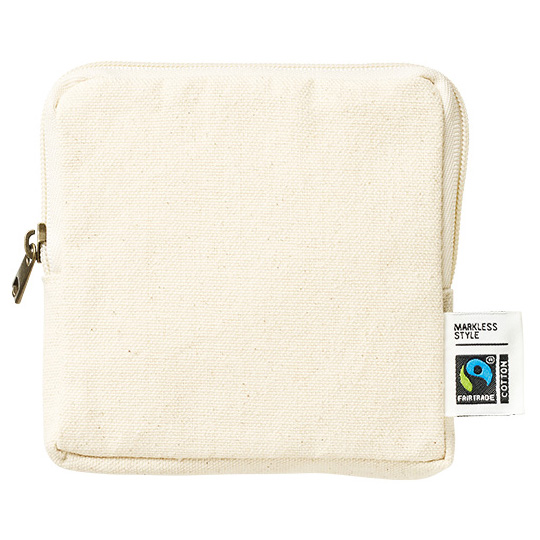 フェアトレードコットンスリムスクエアポーチバッグ（S）　ナチュラル