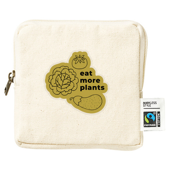 フェアトレードコットンスリムスクエアポーチバッグ（S）　ナチュラル フルカラーで写真表現ができる熱転写印刷