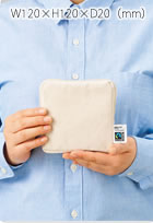 フェアトレードコットンスリムスクエアポーチバッグ（S）　ナチュラル