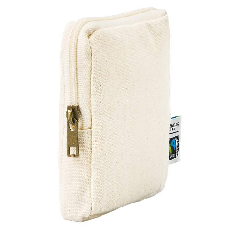 フェアトレードコットンスリムスクエアポーチバッグ（S）　ナチュラル