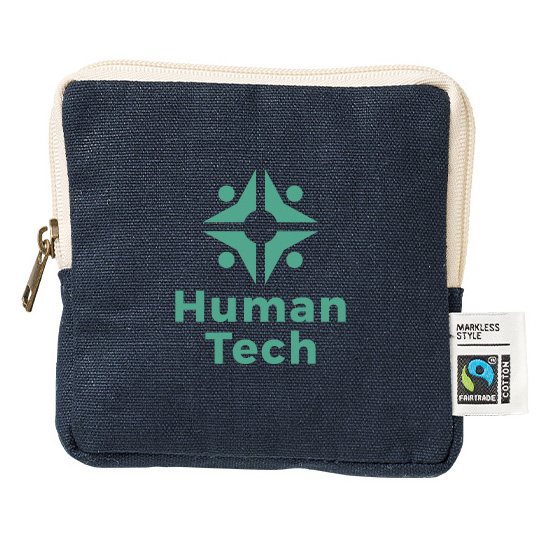 フェアトレードコットンスリムスクエアポーチバッグ(S)4色 大量作成でお安いシルクプリント