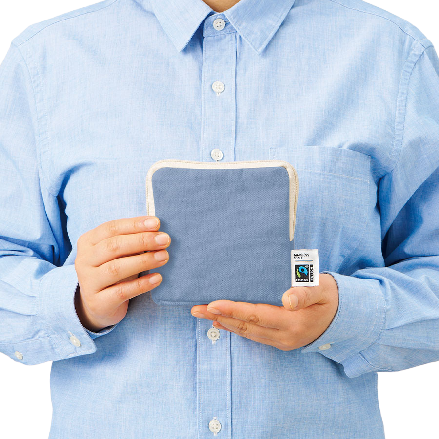 フェアトレードコットンスリムスクエアポーチバッグ(S)4色