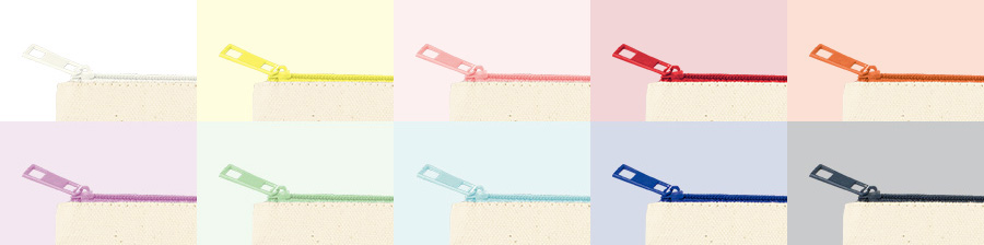 カラーファスナーキャンバスフラットポーチバッグ(S)10色 ホワイト イエロー ライトピンク レッド オレンジ パープル オリーブ ライトブルー ネイビー チャコールブラック