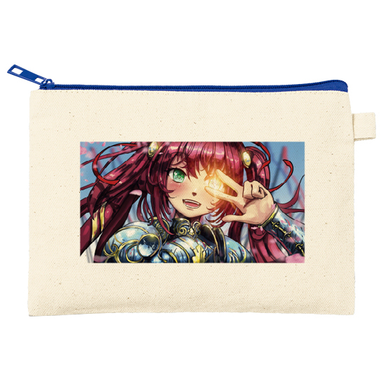 カラーファスナーキャンバスフラットポーチバッグ(S)10色 フルカラーでインクジェットプリント