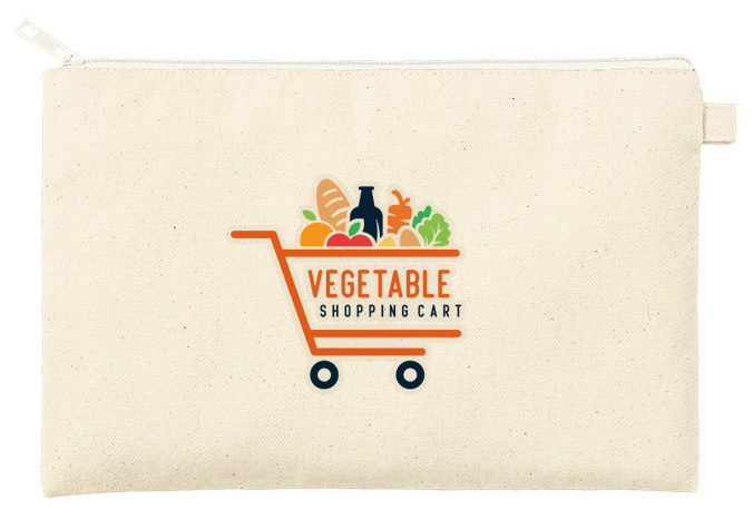 カラーファスナーキャンバスフラットポーチバッグ（M）10色 フルカラーで写真表現ができる熱転写印刷