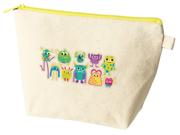 カラーファスナーキャンバスデイリーポーチバッグ 10色 フルカラーで写真表現ができる熱転写印刷