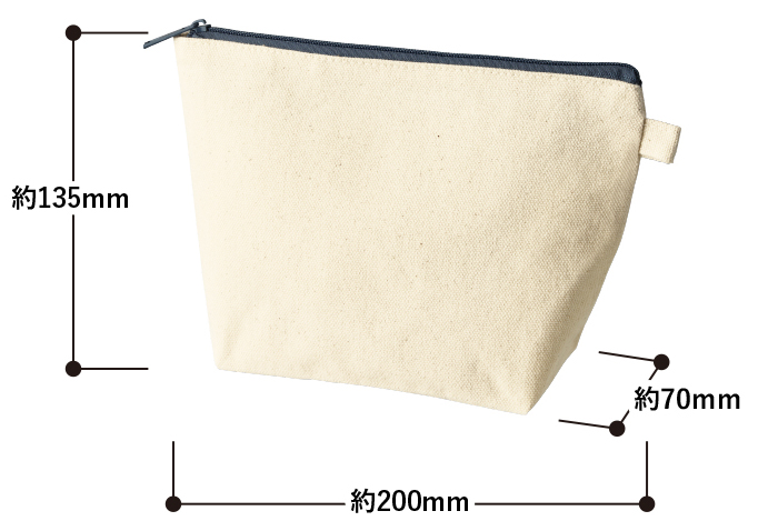 カラーファスナーキャンバスデイリーポーチバッグ 10色 寸法・サイズ