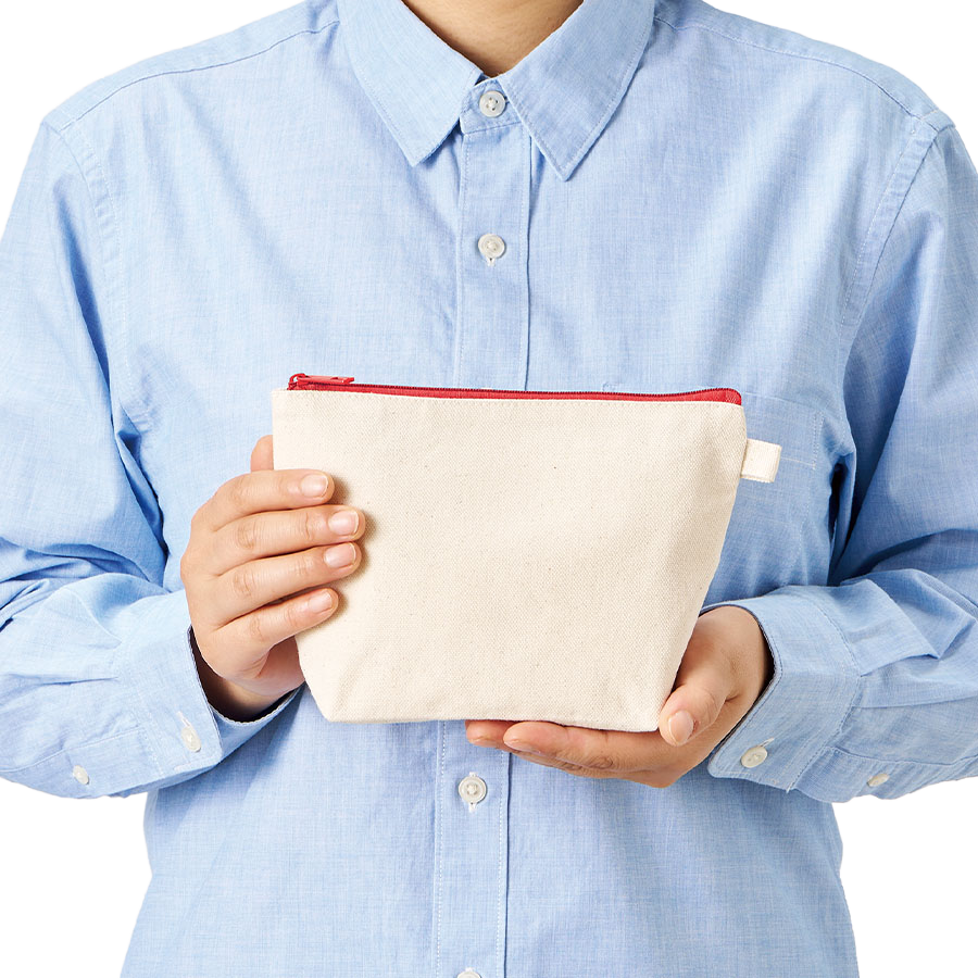 カラーファスナーキャンバスデイリーポーチバッグ 10色