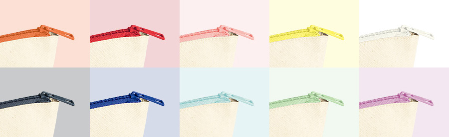 カラーファスナーキャンバスロングポーチバッグ 10色 ホワイト イエロー ライトピンク レッド オレンジ パープル オリーブ ライトブルー ネイビー チャコールブラック