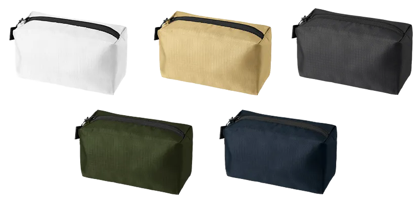 リップストップスクエアポーチバッグ（M）5色 ネイビー ブラック カーキ ベージュ ホワイト