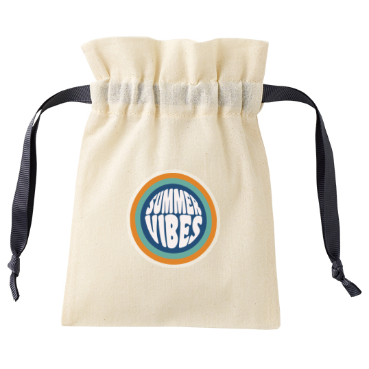 コットンカラーリボン巾着バッグ（SS）7色　フルカラーで写真表現ができる熱転写印刷