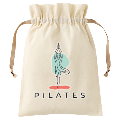 コットンカラーリボン巾着バッグ（M）7色 フルカラーで写真表現ができる熱転写印刷