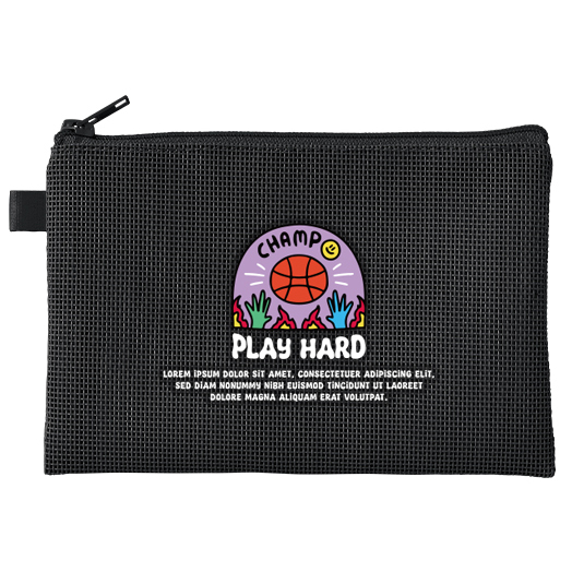 ハードメッシュフラットポーチ(S)エコバッグ 3色 フルカラーで写真表現ができる熱転写印刷