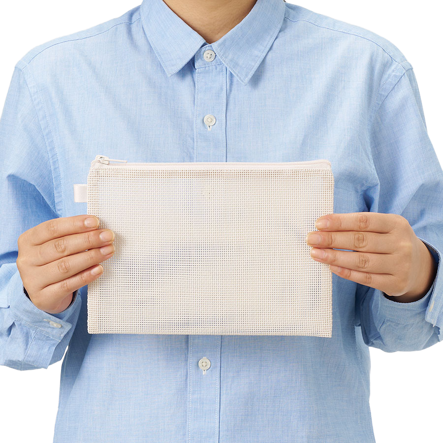 ハードメッシュフラットポーチ(M)エコバッグ 3色