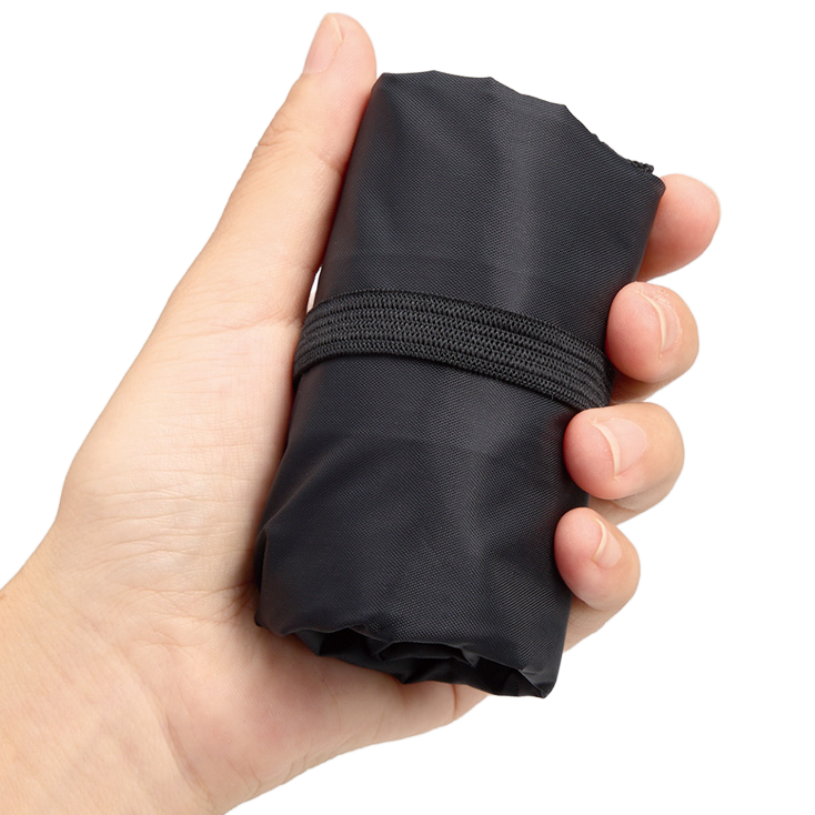 コンパクトになるシューズケースバッグ 反対側にはゴムが付いており使用しない時にはコンパクトに折り畳み