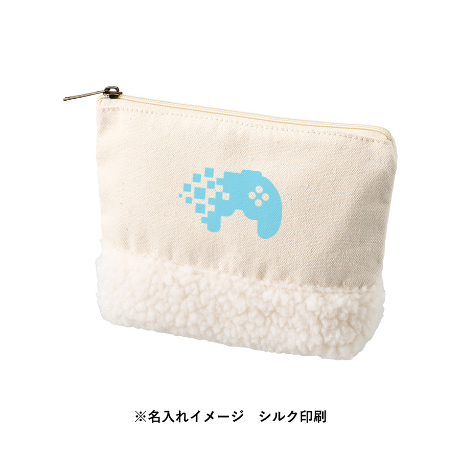 ボア&キャンバスデイリーポーチ3色に大量作成でお安いシルクプリントをした例