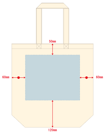 キャンバストート(M)　の印刷範囲W240×H200（mm）