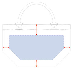デニムパイプハンドルトート（S）のオリジナル名入れ印刷可能範囲図
