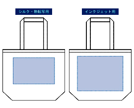 キャンバスデイリートートバッグ（L）ナチュラル■シルク印刷 最大範囲：通常サイズ：W300×H190（mm）、Lサイズ：W300×H230（mm） ■熱転写印刷 最大範囲：W300×H230（mm）