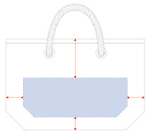 デニムロープトート（S）インディゴのオリジナル名入れ印刷可能範囲図