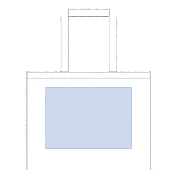 不織布裏張りボックストートバッグ（L）の名入れ印刷可能範囲図