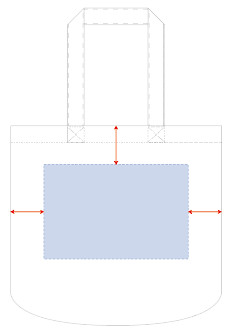 スウェットトート（M）グレーのオリジナル名入れ印刷可能範囲図