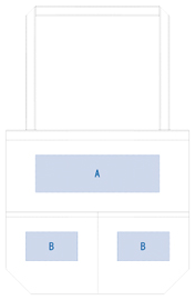 厚手コットンアウトポケットトート 5oz　３色の印刷可能範囲図