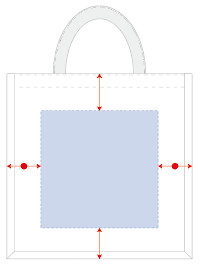 ジュートスクエアトートバッグ（M）のシルク印刷可能範囲