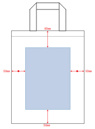 デザインスペース：W160×H220（mm）
■シルク印刷 最大範囲：W160×H220（mm）