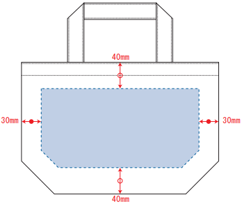 デザインスペース：W240×H120（mm）
■シルク印刷 最大範囲：W240×H120（mm）