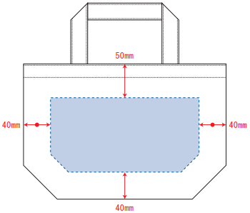デザインスペース：W220×H110（mm）
■シルク印刷 最大範囲：W220×H110（mm）