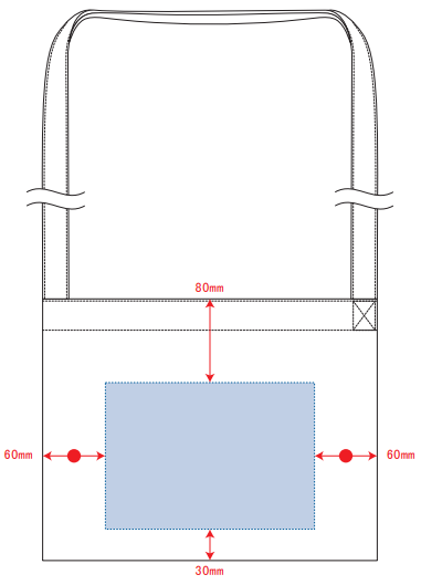 キャンバスサコッシュ インナーポケット付 デザインスペース：W200×H140（mm） ■シルク印刷 最大範囲：W200×H140（mm）