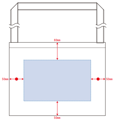 デザインスペース：W230×H140（mm）
■シルク印刷 最大範囲：W230×H140（mm）