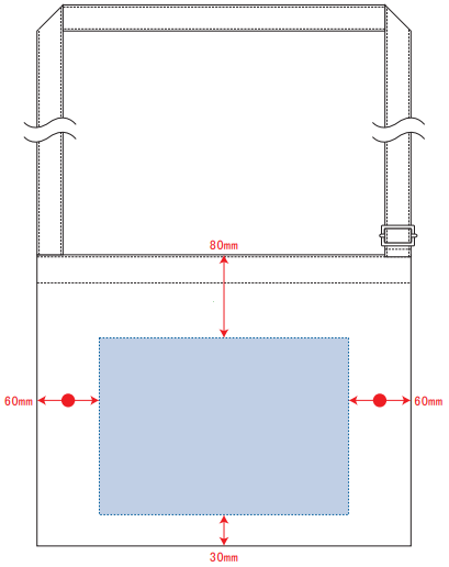 デザインスペース：W240×H170（mm）
■シルク印刷 最大範囲：W240×H170（mm）