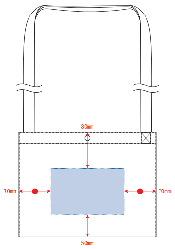 デザインスペース：W160×H100（mm）
■シルク印刷 最大範囲：W160×H100（mm）