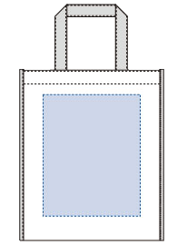 不織布A4スクエアトートバッグ　コンビカラー の名入れ印刷可能範囲図