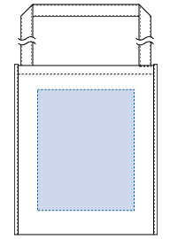不織布A4スクエアショルダートートバッグの印刷可能範囲図