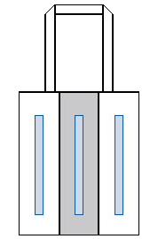 不織布カラーライントートバッグの印刷可能範囲図