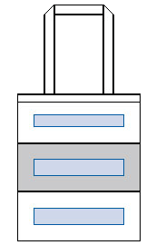 不織布カラーパネルボーダートートバッグの印刷可能範囲図