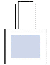 不織布A4ワイドスクエアトートバッグの印刷可能範囲図