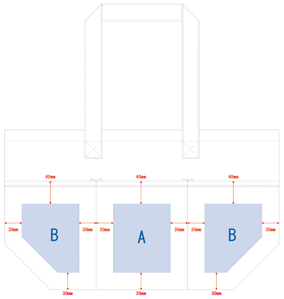 オリジナル名入れ印刷可能範囲図